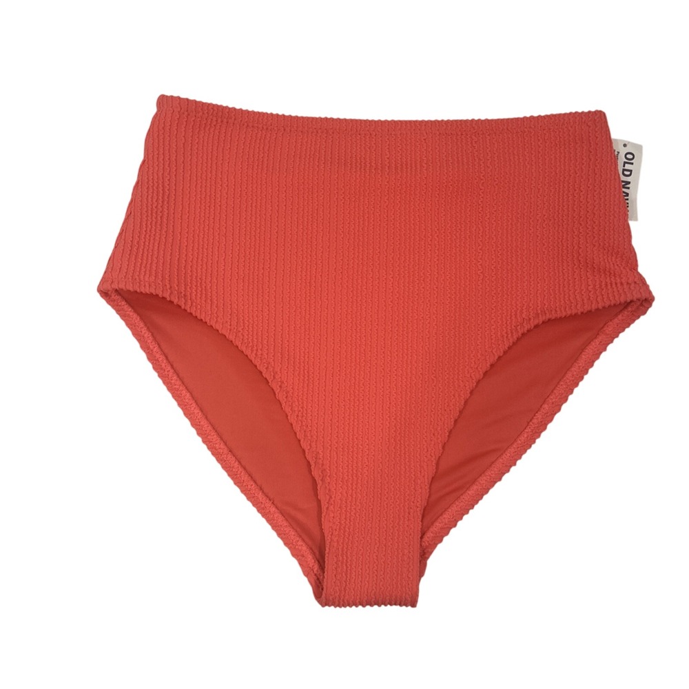 Old Navy Women Bikini Bottom Pink Small High Waisted Ribbed New Tags